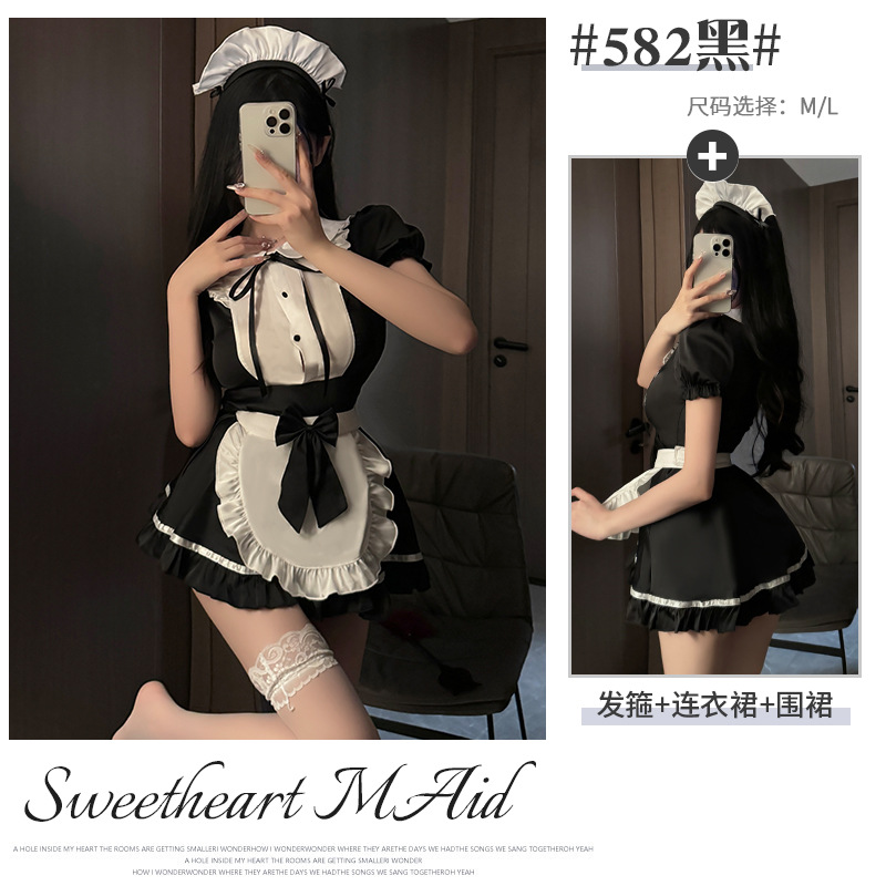 Negro (vestido de diadema delantal) / M