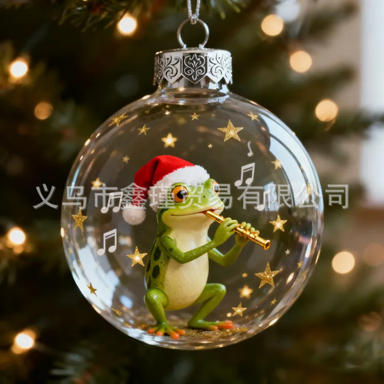 2026 transfronterizos nuevos adorables animales de Navidad 2D plano acrílico joyas colgantes de árbol de Navidad
