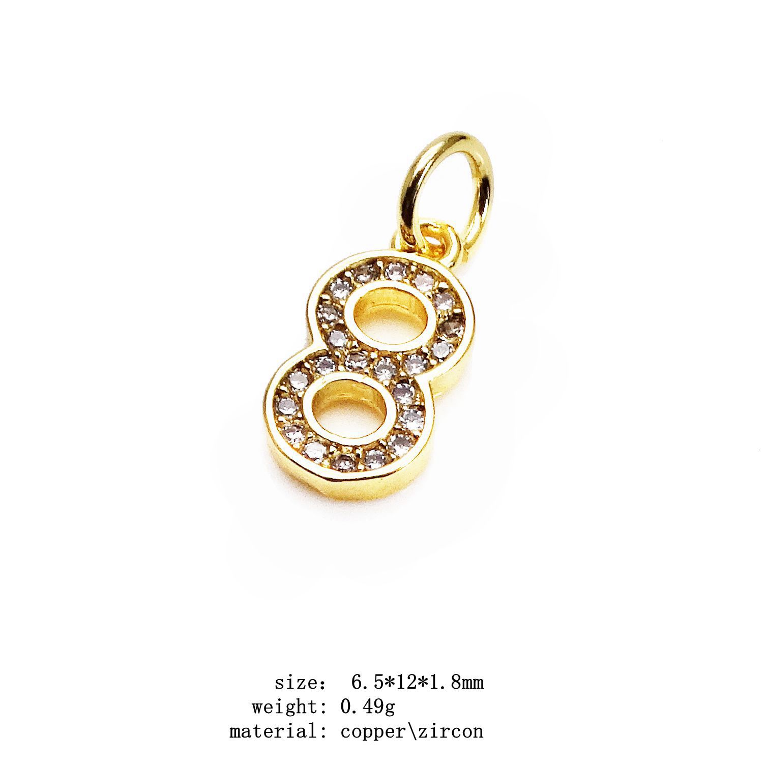 2g Weight Pendant Jewelry Making Type Zircon Inlay Material 1 Piece Quantity Copper Material Number Pattern Inlay Design Simple Style Style 1 Piece Copper Zircon Number Pendant 12