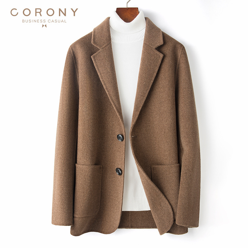 Men's Suit Coat Double-Sided Tweed Small Suit Wool Woolen Tweed Suit Slim-Fit Korean Style Spring and Autumn Casual