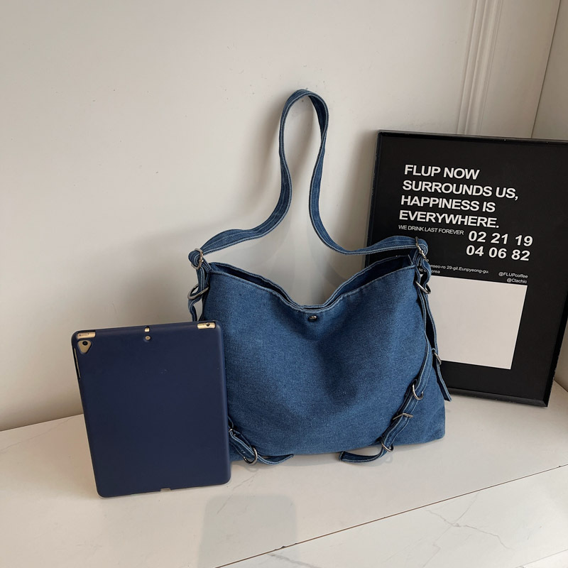 Nuevo bolso de hombro de estilo perezoso lavado de agua vaquero literatura y arte tote bolso transfronterizo de gran capacidad 100 bolsas de ocio moda