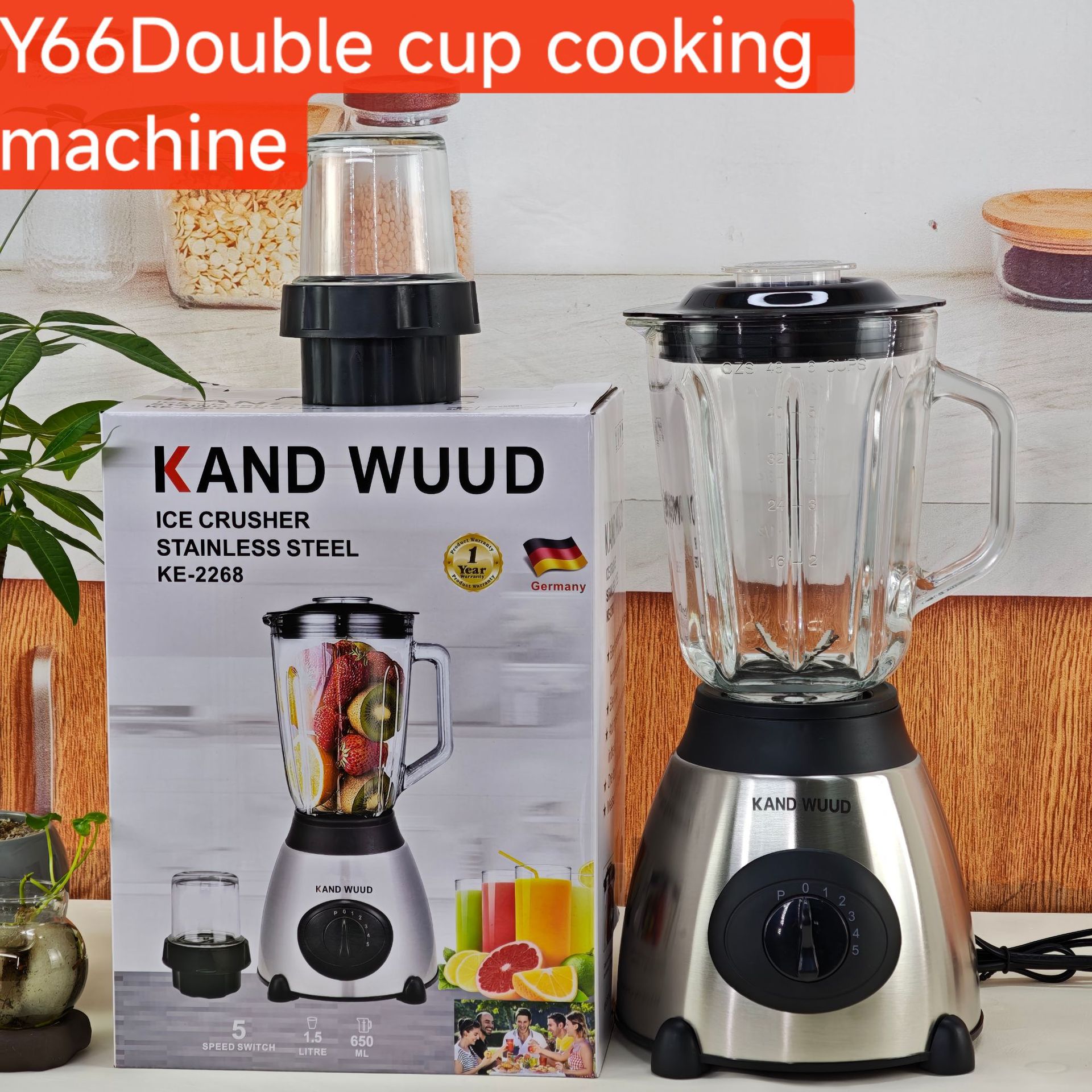 Blender Cross-Border North America and Europe Stainless Steel Large-Capacity Metal Wall-Breaking Machine Juicer Meat Grinder Cooking Machine