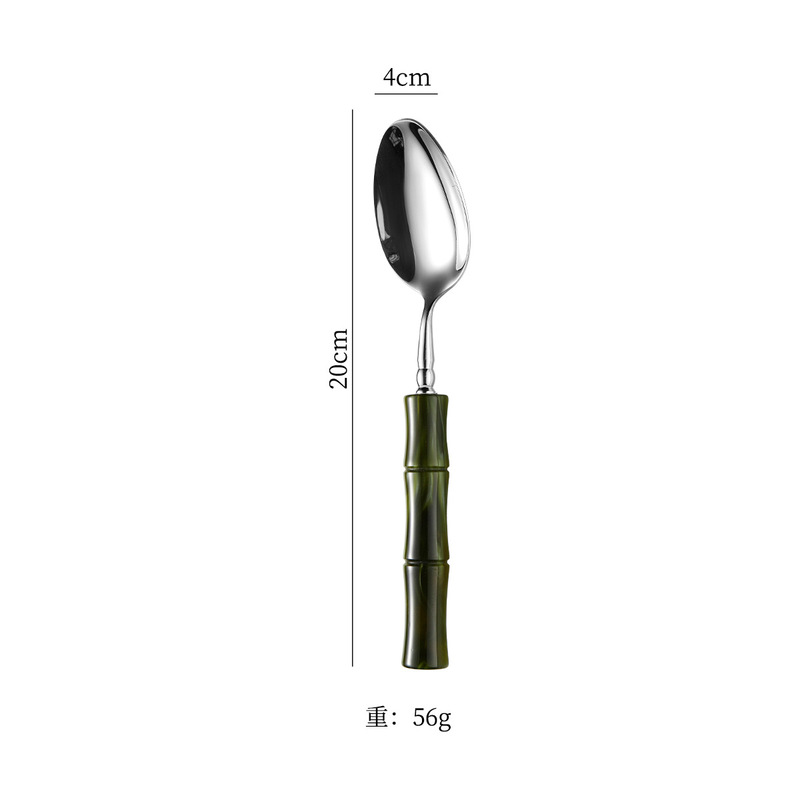 亚克力珠光白竹节手柄304不锈钢牛排刀叉勺套装高颜值西餐具批发|undefined