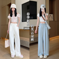 H271雲のシュークリームのズボンの女性の夏の薄いタイプの怠惰な風のゆったりしているズボンの高い腰はやせているレジャーの山本の広足のズボンを現します。