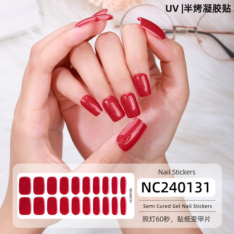 Zhengxiang の新しいインターネット有名人のフラッシュピュアオニオンジェルネイルアートステッカークロスボーダーヨーロッパとアメリカの売れ筋半硬化ジェル UV ネイルステッカー|undefined