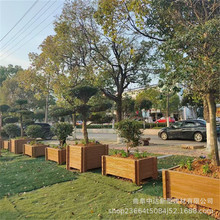 公园道路绿化花钵组合 景观造型绿植盆栽花桶 仿木纹水泥花箱