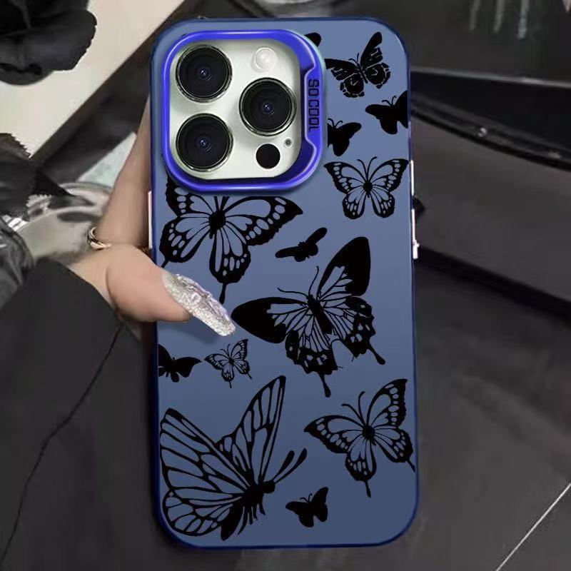 Mariposa negra para iPhone 16 funda para teléfono móvil Apple 15promax/14 anti-caída 13pro12 personalidad 11 mujer