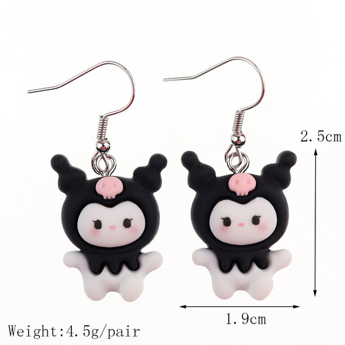Japanese and Korean fun cute cartoon animal food toy earrings creative childlike girl heart ear hook earrings earrings