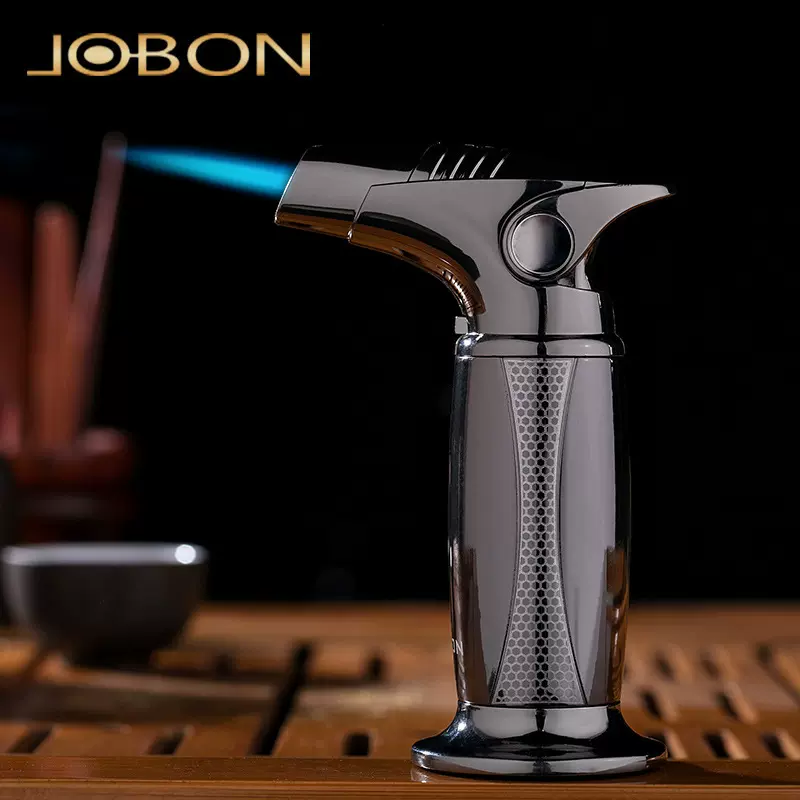 jobon中邦充气防风打火机蓝焰直冲雪茄打火机创意金属点火器喷枪