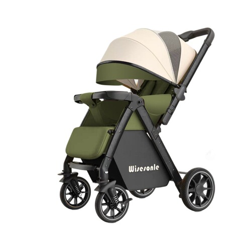 Two-way baby stroller can sit and lie down, folding lightweight stroller with high view 0-3 years old stroller