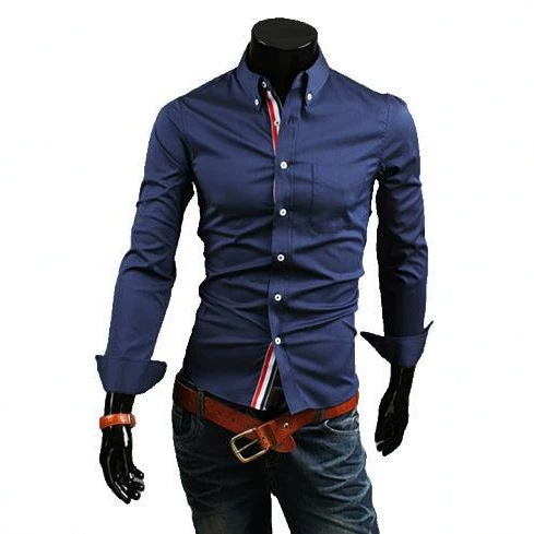 Foreign Trade Shirt 2022 Men's Casual Shirt Ribbon Decoration Fashion Simple Shirt 9007