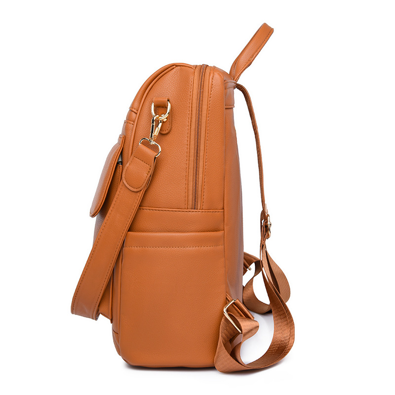 Mochila de color en contraste para mujer 2024 nueva mochila de viaje de gran capacidad de moda de cuero suave mochila multifuncional al por mayor