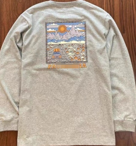 Comercio exterior clásico Sunrise logo puro algodón ola pareja cierre cuello redondo camiseta manga larga