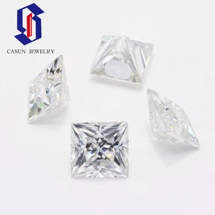 in stock Wholesale Princess Square Moissanite D/EF/GH Color 0.6CT-3CT Factory Directly Supply Mosan Bare Stone