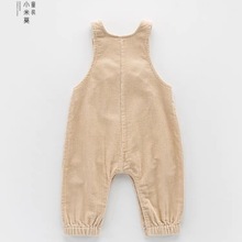 婴儿背带裤灯芯绒春秋装0一2岁男幼童卡通按扣式连体裤女宝宝裤子