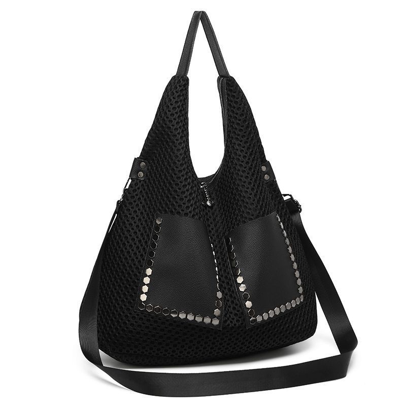 Women's Unique Shoulder Bag With Studded Details And Patchwork_voghion.com