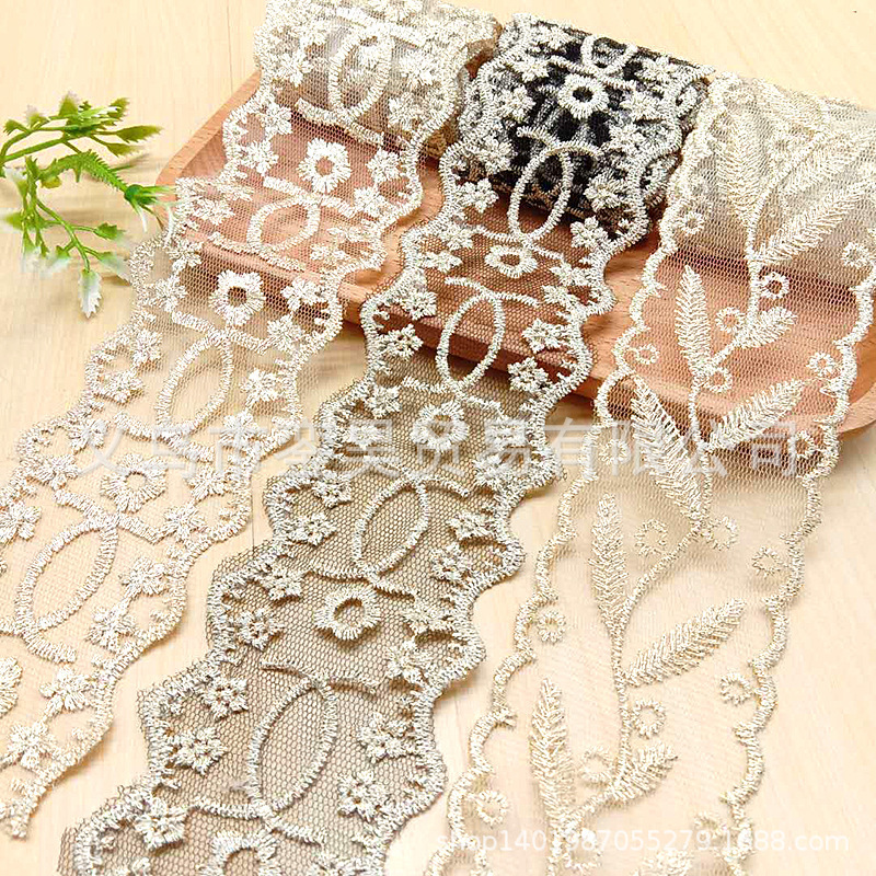 现货蝴蝶结头饰蕾丝花边 精致白色网布刺绣花边 时尚服装辅料