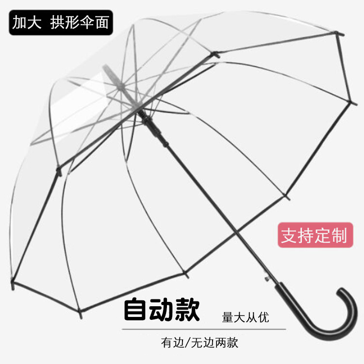 European and American style fresh Internet celebrity bubble umbrella arch Apollo transparent umbrella long handle umbrella white plastic umbrella
