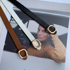 Women's Leather Belt, Instagram-style Fashionable Gold-Clasp Waistband—Sleek, Versatile, and Perfect for Students; Trending Korean Denim Pants Accessory