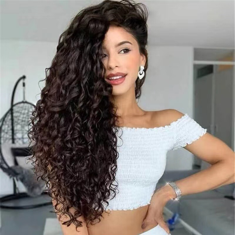 2022 European and American wig ladies fashion long curly hair small curly long hair foreign trade new wig headgear factory generation
