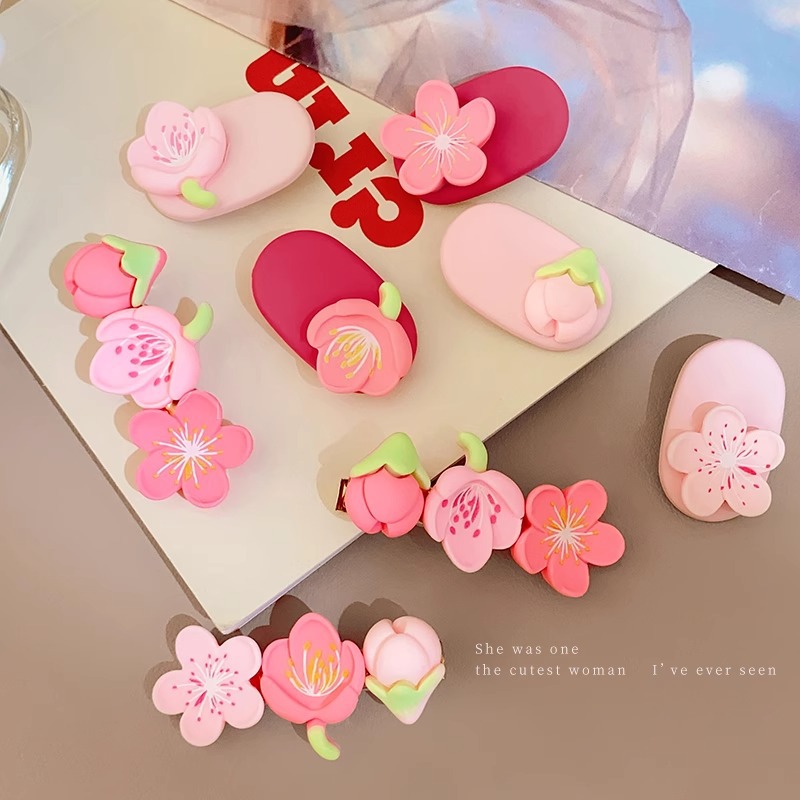 Flores rosadas pinzas de cabello 2025 nueva dulce frente lateral de la mujer frange pinzas de cabello rotas lindas pinzas de boca de pato sin marcas