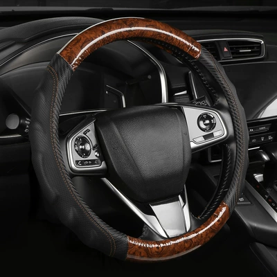 Carbon Fiber Spliced Leather Car Handle — Steering wheel cover