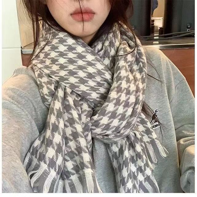 马海毛加厚条纹围巾女冬季韩系ins风美拉德流苏披肩时尚情侣围脖|undefined