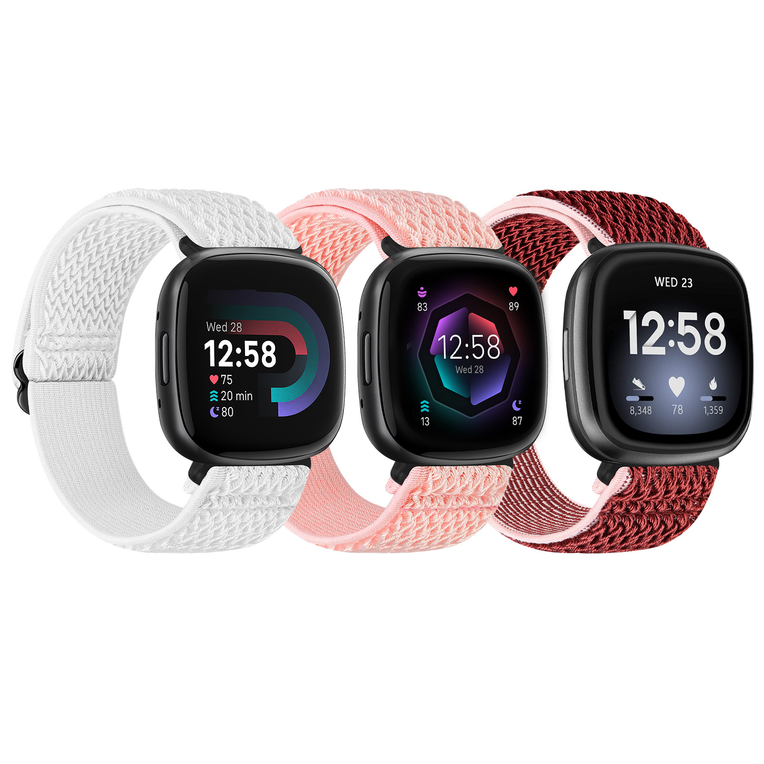 适用Fitbitversa4智能手表尼龙魔术贴表sense2透气运动替换带新款