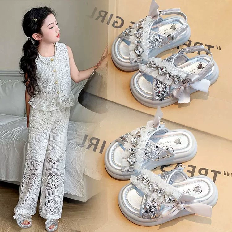 Сандалии для девочек принцессы с блестками