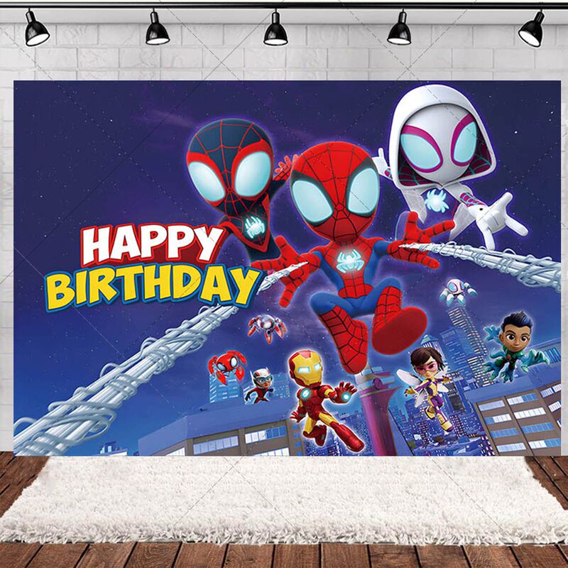 New Spider-Man and His Amazing Friends Children's Birthday Party Theme Photo Photography Background Banner New Spider-Man and His Amazing Friends Children's Birthday Party Theme Photo Photography Background Banner