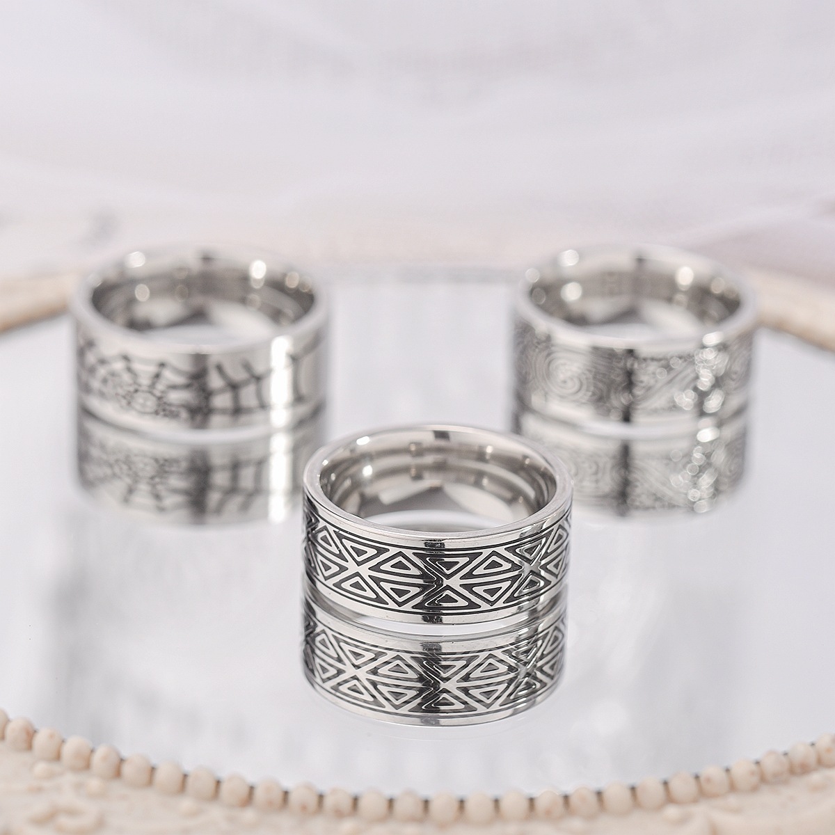 10, 11, 12, 6, 7, 8, 9 Ring Size Retro Titanium Steel Geometric Men Band Rings