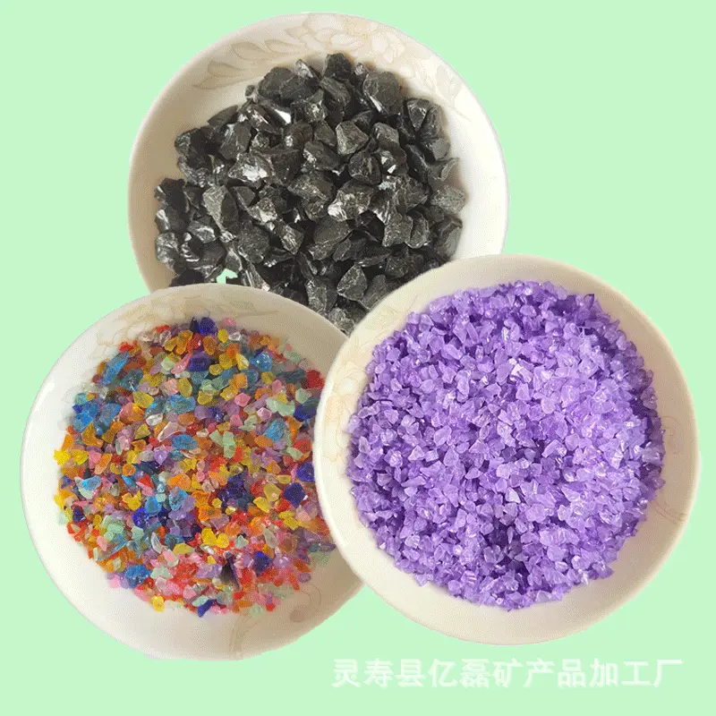 彩色玻璃砂 装饰园林造景喷砂玻璃砂 不规则水晶玻璃砂 玻璃块
