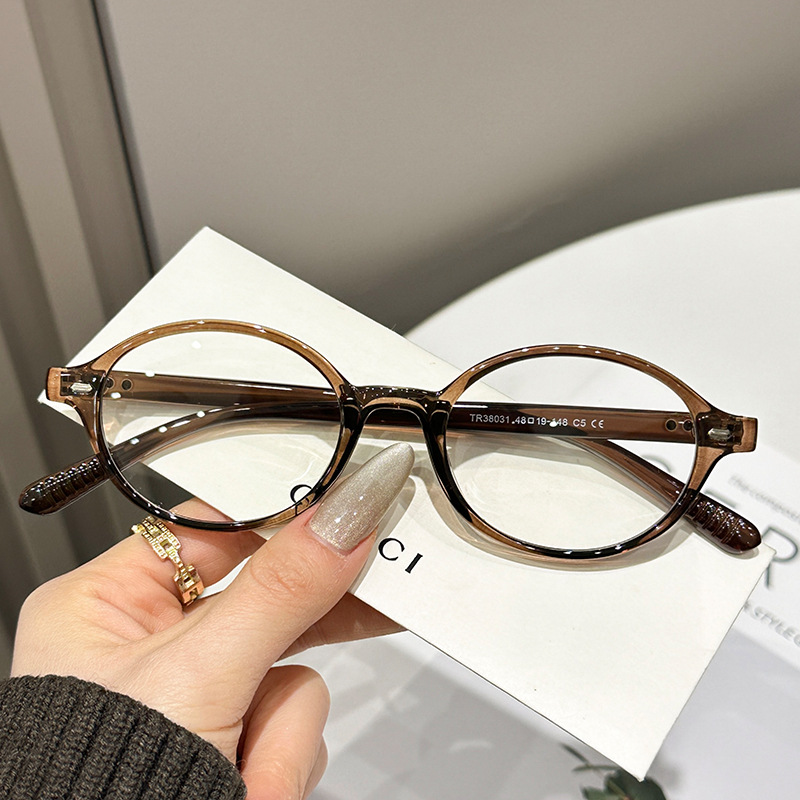 FakeオタクTRフレーム楕円形可フィット度高级感女性べっこうメガネすっぴんフレームメガネフレーム