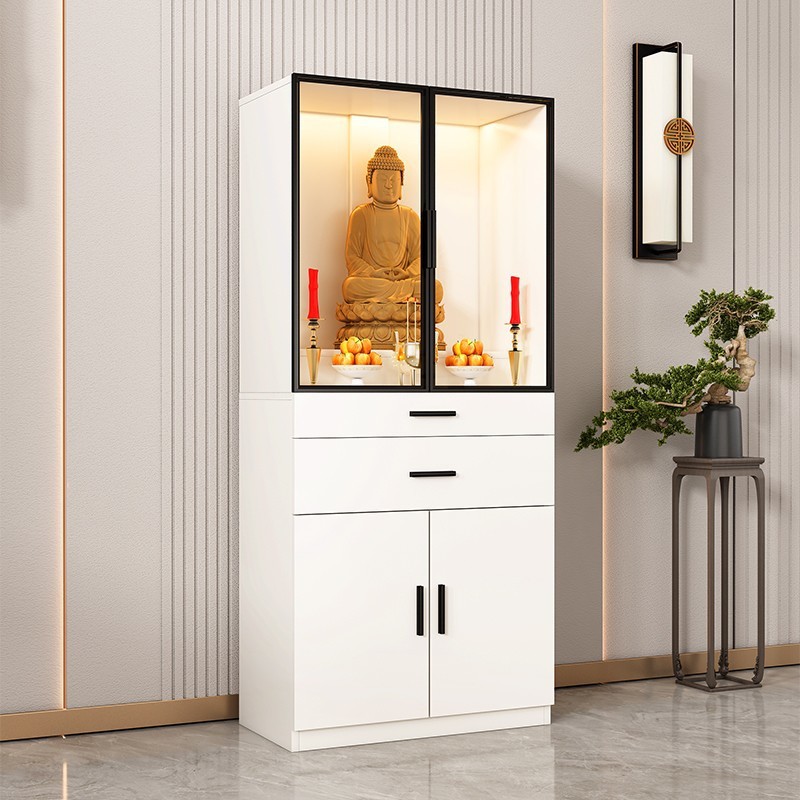 Buddha Cabinet Glass Door Vertical Cabinet Modern Simple Home Altar Table Buddha Table God of Wealth Guanyin Buddha Cabinet Shrine Cabinet