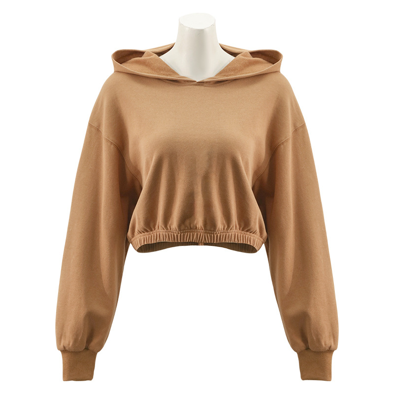 2024 otoño e invierno marca de moda americana algodón corto suéter de cuello redondo mujeres europeas y americanas tops de chicas calientes ombligo ropa deportiva de fitness