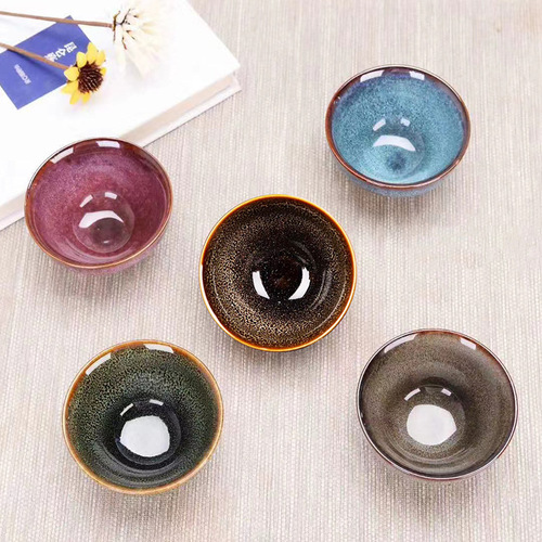 Kiln-changed multi-color ceramic tea cup Kung Fu tea set single cup tea cup master cup large tea cup tea bowl