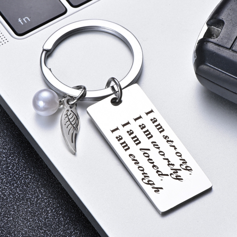 Memorial Keychains Classification 1 Piece Quantity Fashion Letter Titanium Steel Plating Artificial Pearls Unisex Memorial Keychains