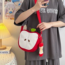 日系可爱水果搞怪卡通包包苹果鸭梨手机零钱包少女单肩斜挎包女包