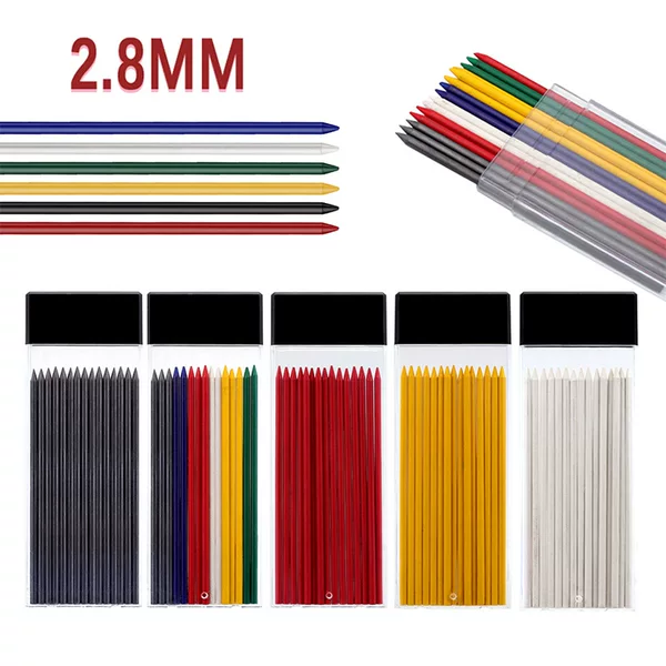 Cross-border bestseller: 2.8mm colored lead refills, multi-colored deep-hole woodworking pencil refills, and mixed-color refills for children's drawing