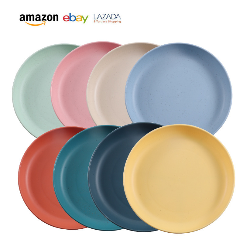 [Cross-border hot sale] wheat straw disc 23cm large disc restaurant dish snack plate fruit snack plate