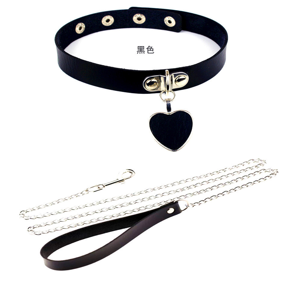 Punk personality exaggerated adult sex toys riveted collar flirty necklace neck set dog slave special leash