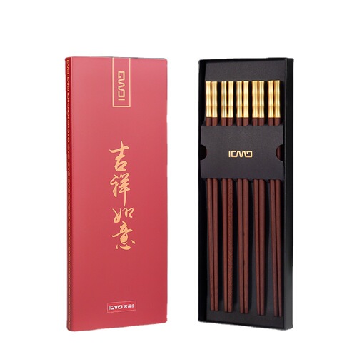 Kemanduo red sandalwood chopsticks solid wood household chopsticks tableware manufacturer straight hair rising chopsticks 10 pairs