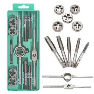 12 pieces of suit (small frame) metric tap die hardware tools hand tap wrench tap die suit