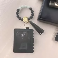 Силиконовый браслет из бусин держатель для карт Пу кисточка женский кошелек Внешняя торговля брелок Amazon браслет из силиконовых бусин