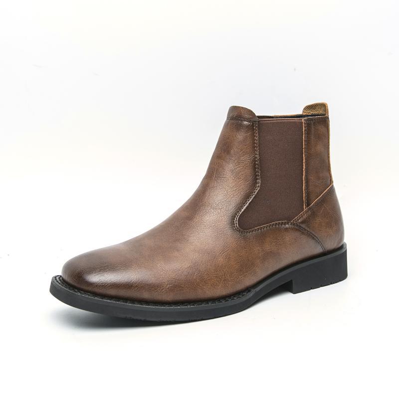 Botas Chelsea Botas Martin de un pie puntiagudo para hombre Botas Botas cortas para hombre Zapatos de cuero altos Gris británico transfronterizo talla grande