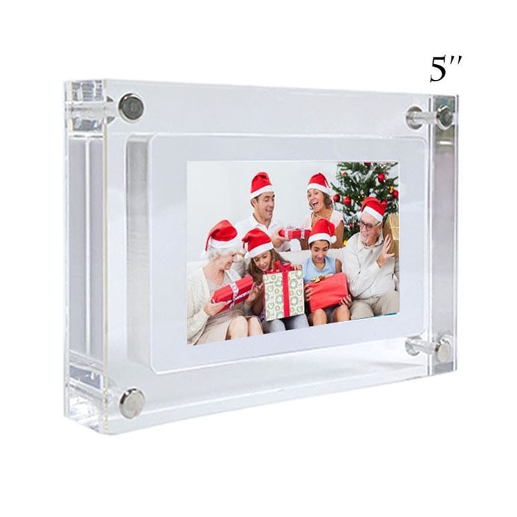 Horizontal 5 pulgadas acrílico HD marco de fotos digital pareja boda foto digital Marco de Fotos decoración regalo de vacaciones