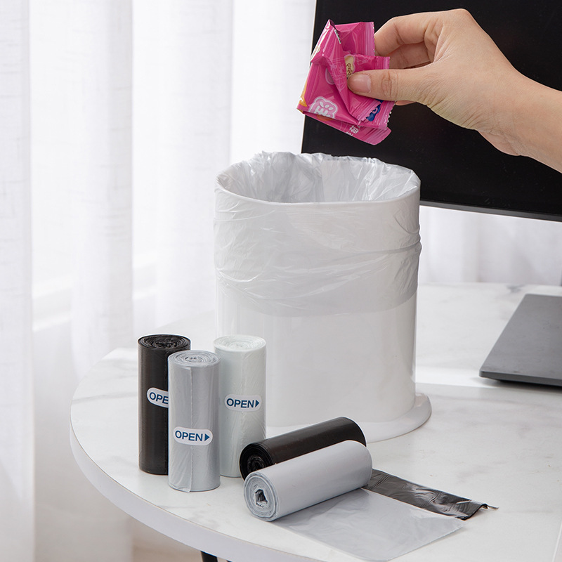 Comercio exterior escritorio mini bolsa de basura blanco punto de descanso hogar engrosada tamaño pequeño plástico desechable bolsa de basura para mascotas