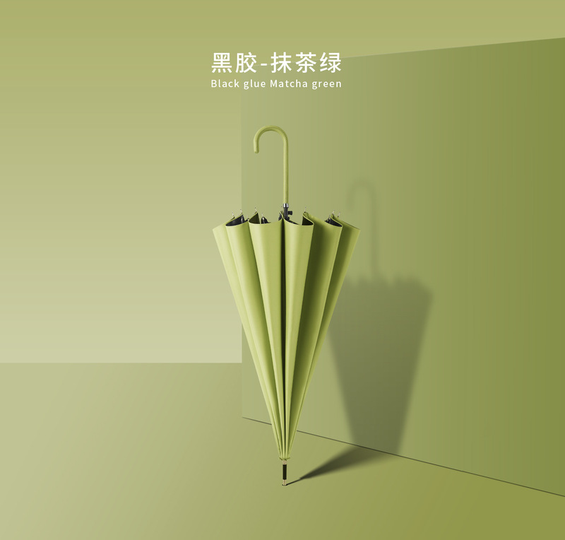 現物傘16骨日系シンプル小曲フック晴傘ストレート傘皮質長柄広告傘代発|undefined