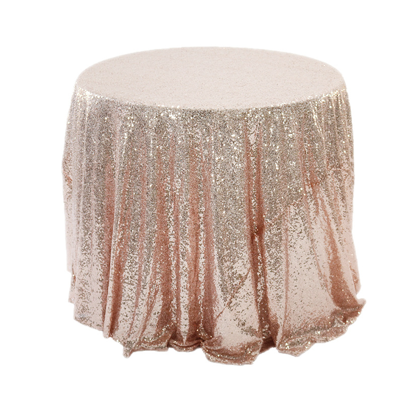 Wholesale hotel wedding banquet decorative INS beads embroidered round table pad cloth rose gold table cloth sequined tablecloth