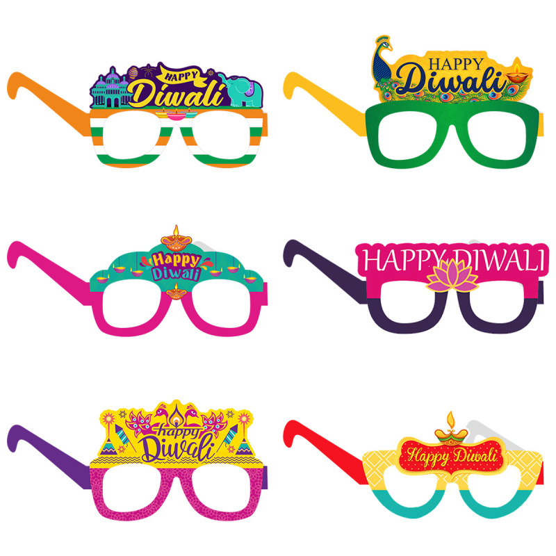 新品印度排灯节派对装饰纸质眼镜 HAPPY DIWALI 拍照道具批发定制|undefined